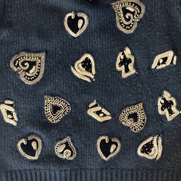 Zara Black Turtleneck Sweater with Gold Heart Accents - Picture 3 of 4